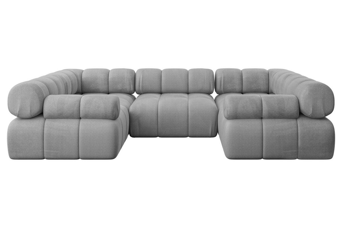 WOHNLANDSCHAFT modulares Sofa Birno-U1 - 285x190x70 cm Hellgrau Velours - Hellgrau, Holzwerkstoff/Textil (285/70/190cm) - ALTDECOR