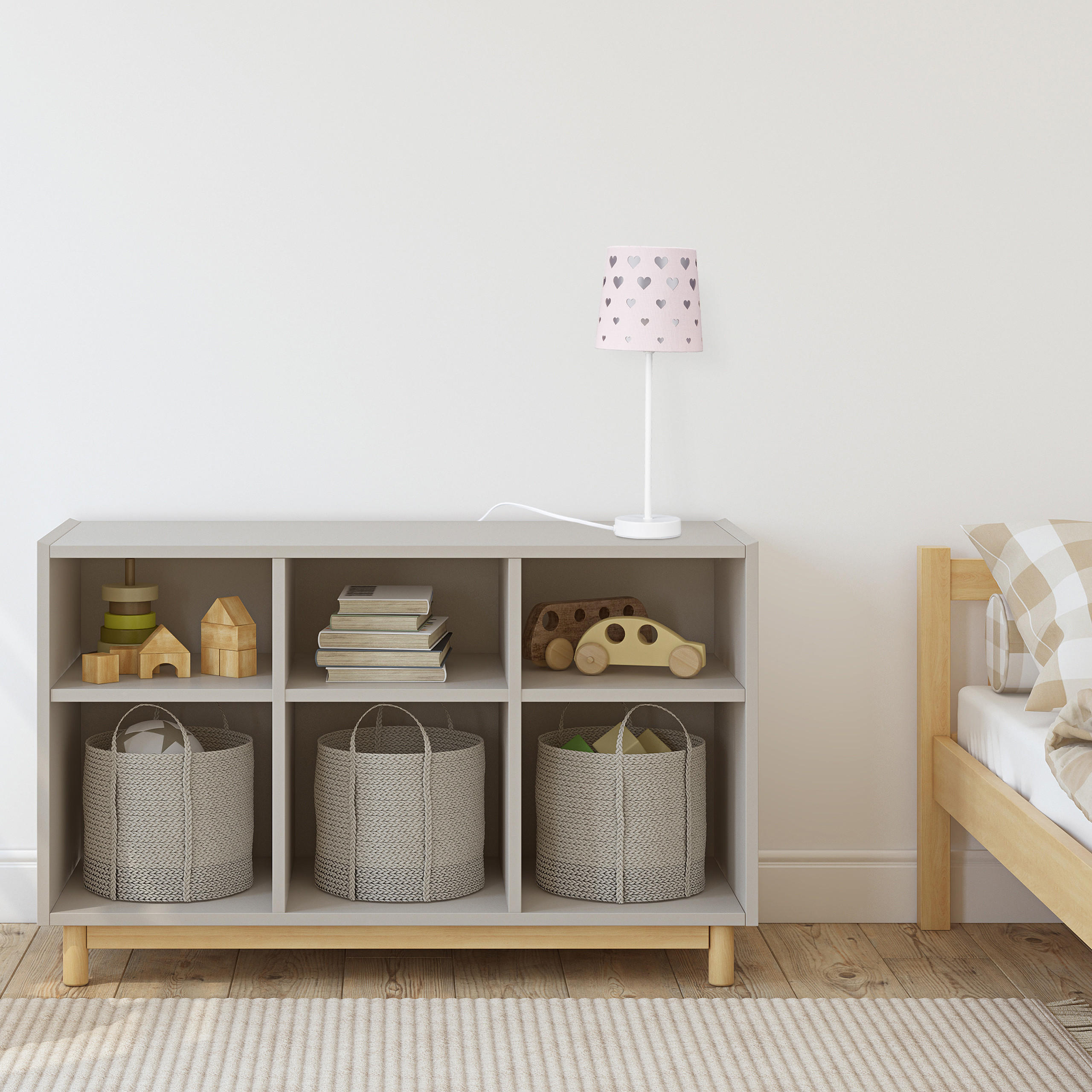 NACHTTISCHLAMPE Kinder - Rosa, Kunststoff/Textil (16/16/43cm) - Relaxdays