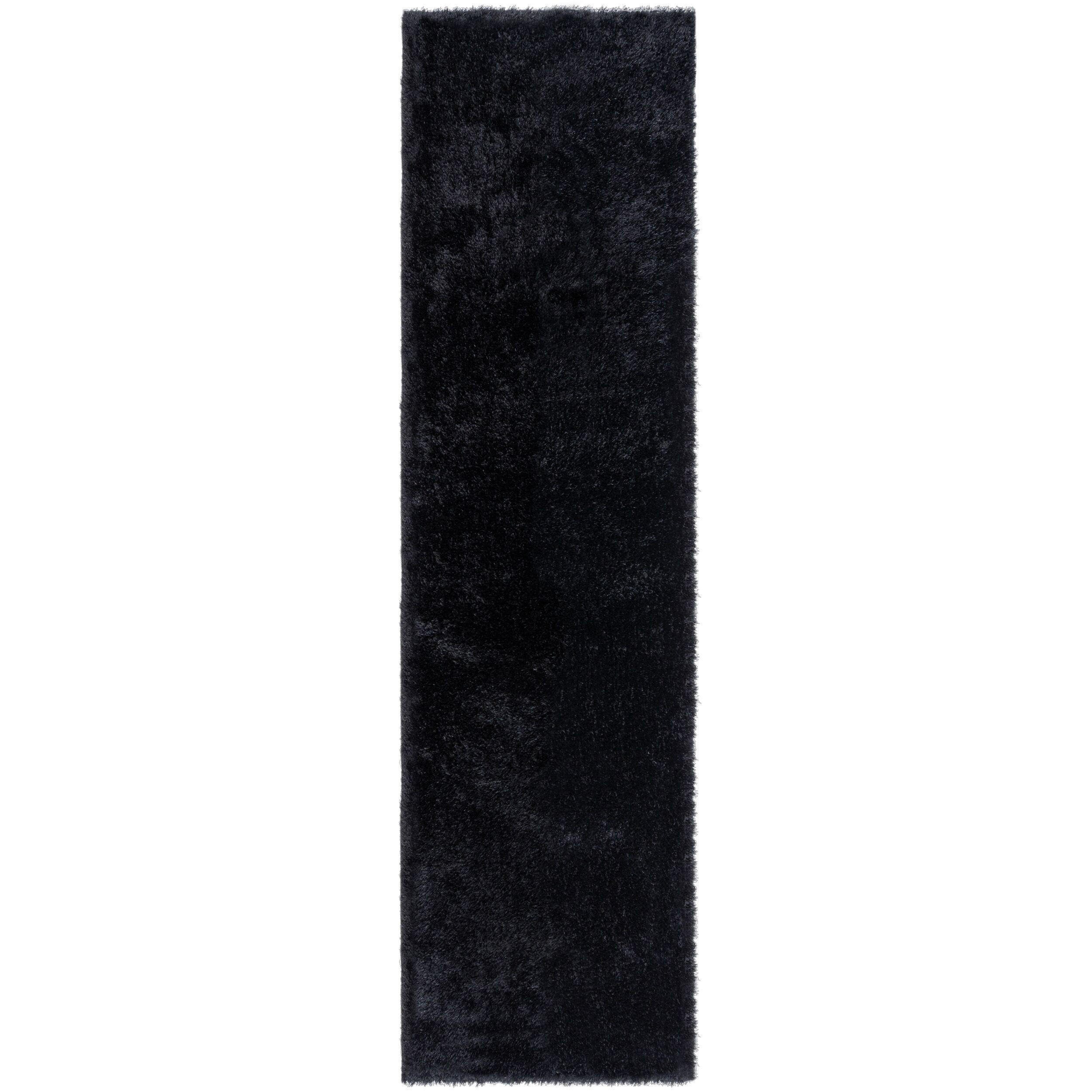 TEPPICH Hochflor Samt-Design, plüschig DOVEL, Schwarz 60x230 cm - Schwarz, Textil (60/230cm) - KADIMA DESIGN