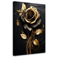 WANDBILD rose flower gold black glamour - Goldfarben, Textil (70/100cm) - Feeby