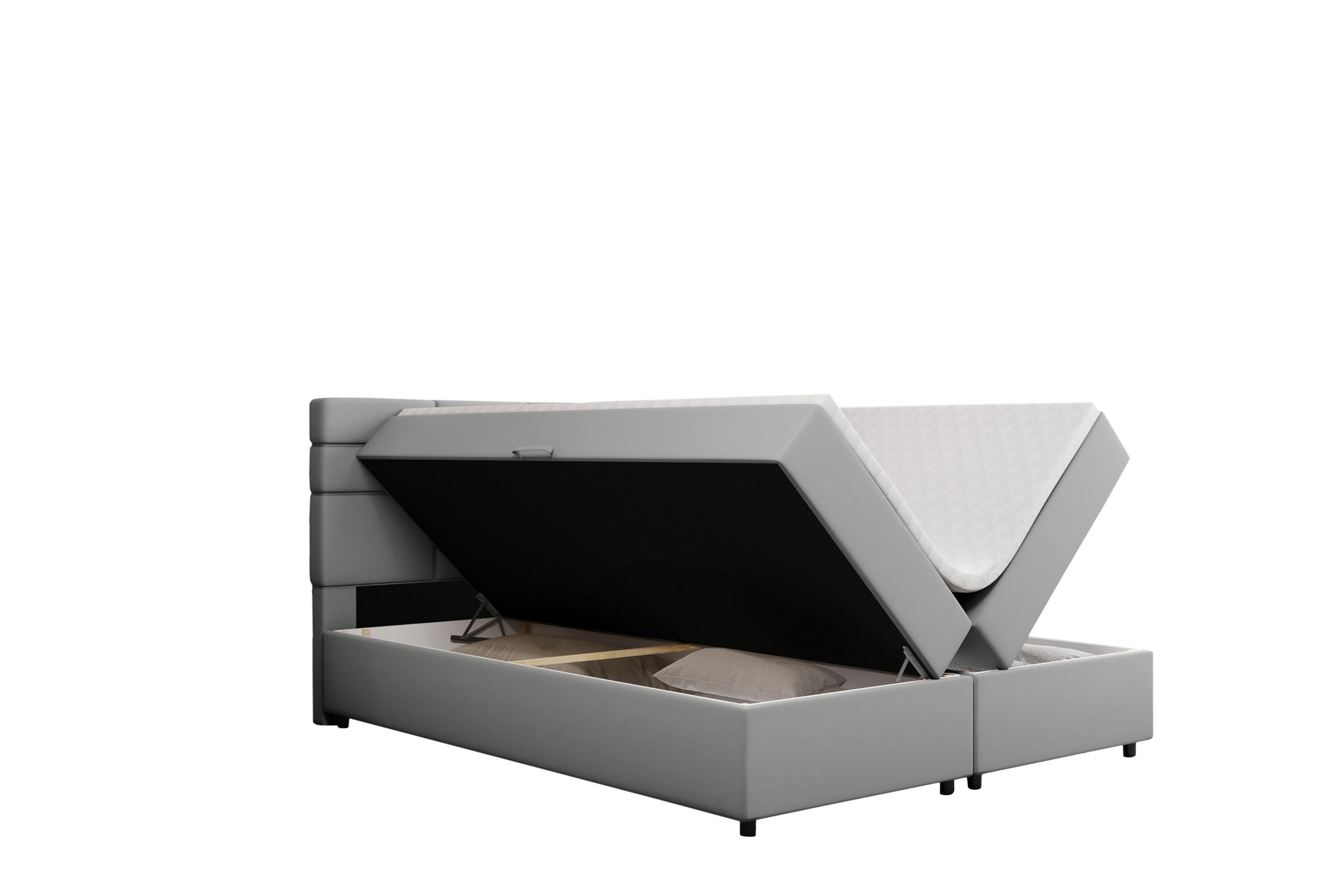 BOXBETT Reve 180 x 200 cm mit Bettkasten und Lattenrost ohne matratze - hellgrau - Dunkelgrau, Holz (180/206cm) - Panda Möbel
