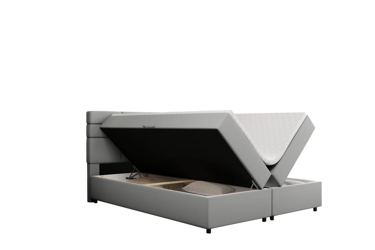 BOXBETT Reve 180 x 200 cm mit Bettkasten und Lattenrost ohne matratze - hellgrau - Dunkelgrau, Holz (180/206cm) - Panda Möbel