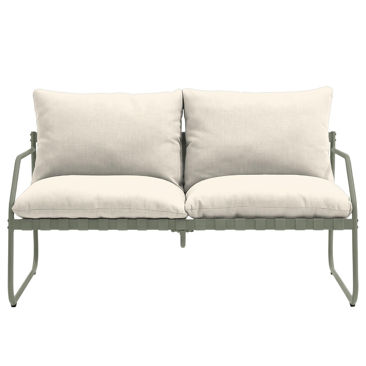 LOUNGEGRUPPE - 4-teilig - Stahl / Webstoff - Salbeigrün, Glas/Textil - home24