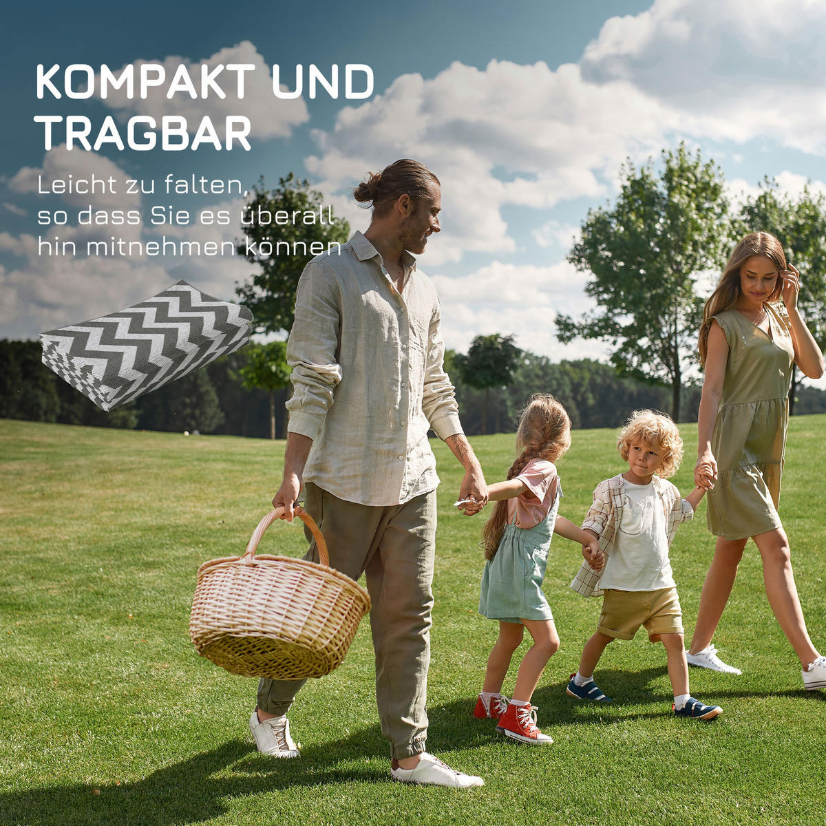 OUTDOORTEPPICH, 310g/m² PP, Hellgrau+Weiß - Hellgrau/Weiß, Kunststoff (182/121cm) - Outsunny