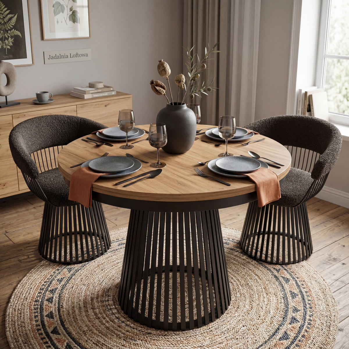 ESSTISCH TRAVIS Ausziehbar 100 - 180 / 100 x 76,6 cm - Schwarz/Naturfarben, Holz (100/100/76.6cm) - MASSENO