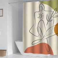 DUSCHVORHANG 180 x 180 cm Blätter Muster waschbar wasserdicht schimmelresistent mit Ringen - Multicolor, Textil (180/180cm) - MCBOSON