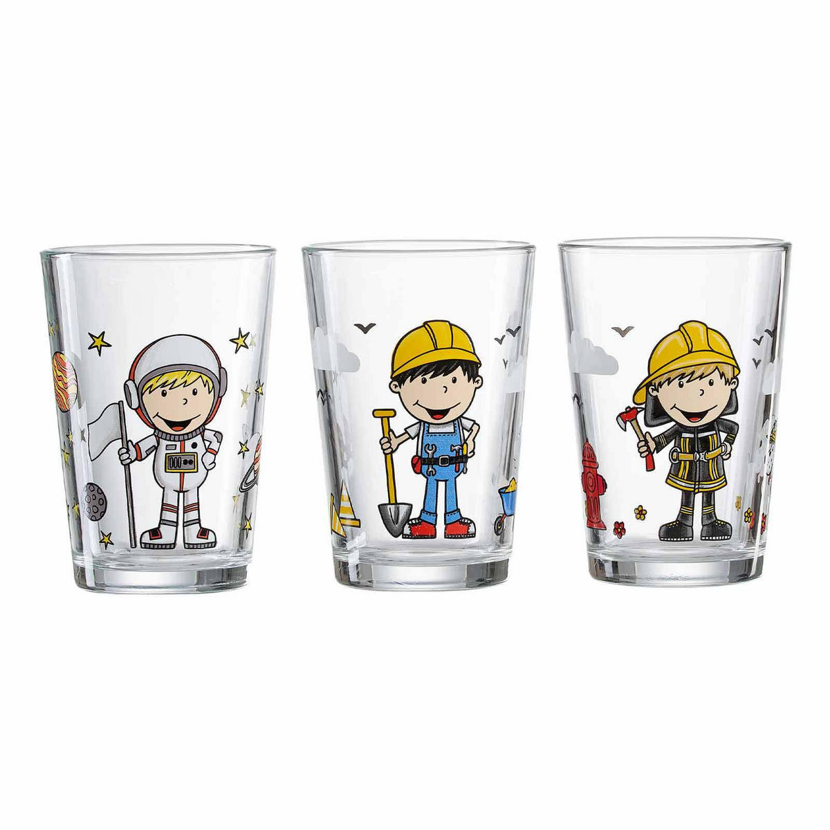 KINDERGLÄSER Berufe Jungen bunt 205 ml 3er Set - Multicolor, Glas (0.205L) - Ritzenhoff Breker
