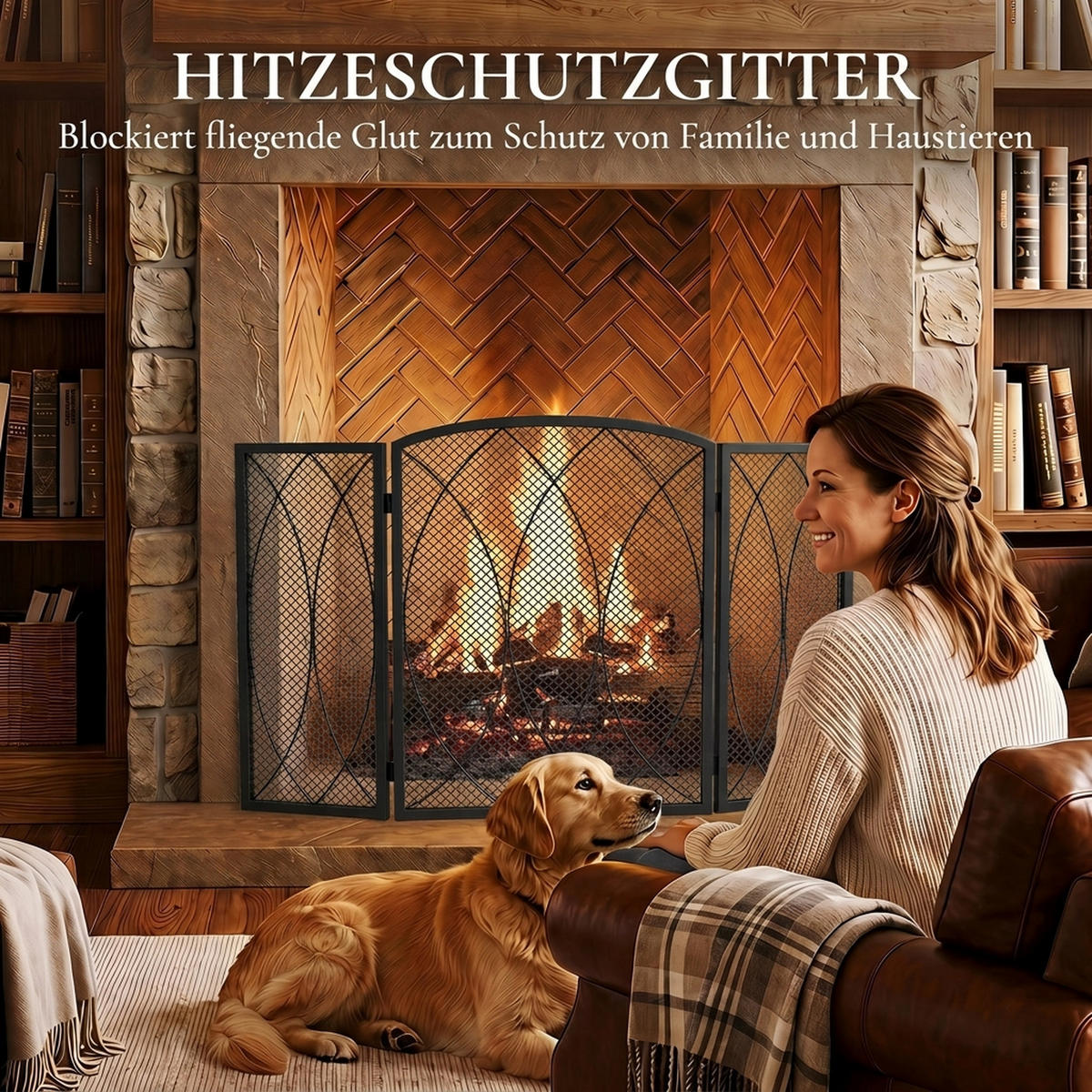 FUNKENSCHUTZGITTER Metall Schwarz - Schwarz, Metall (2/75/122cm) - HOMCOM