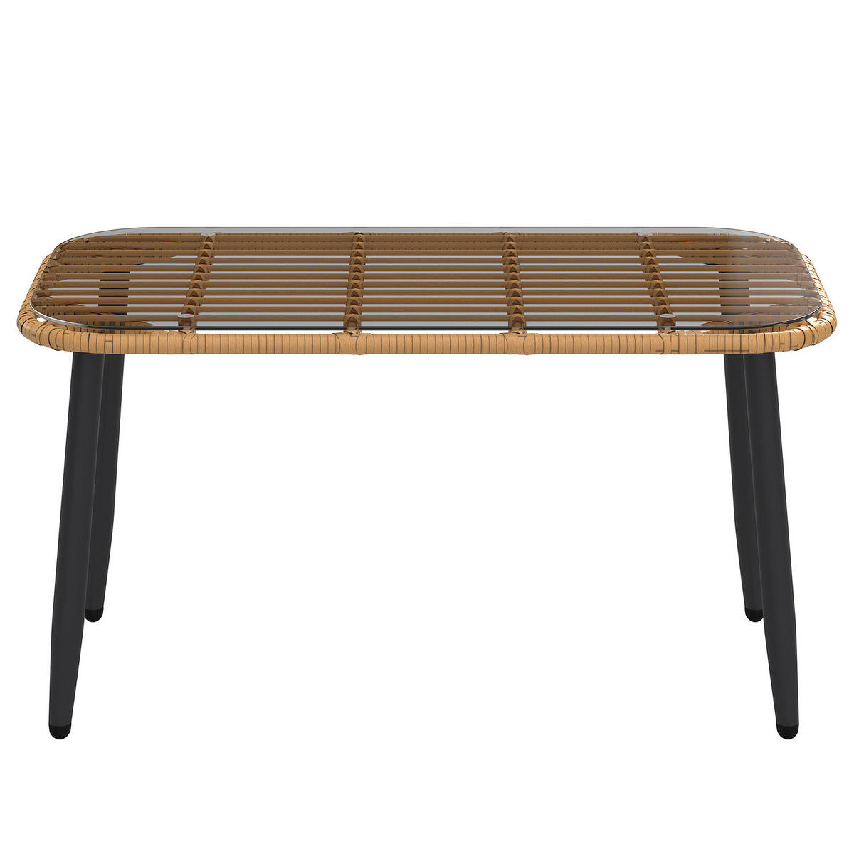 LOUNGESET - Polyrattan / Polyester - Braun / Creme - 3-teilig - Beige/Braun, Glas/Naturmaterialen - home24