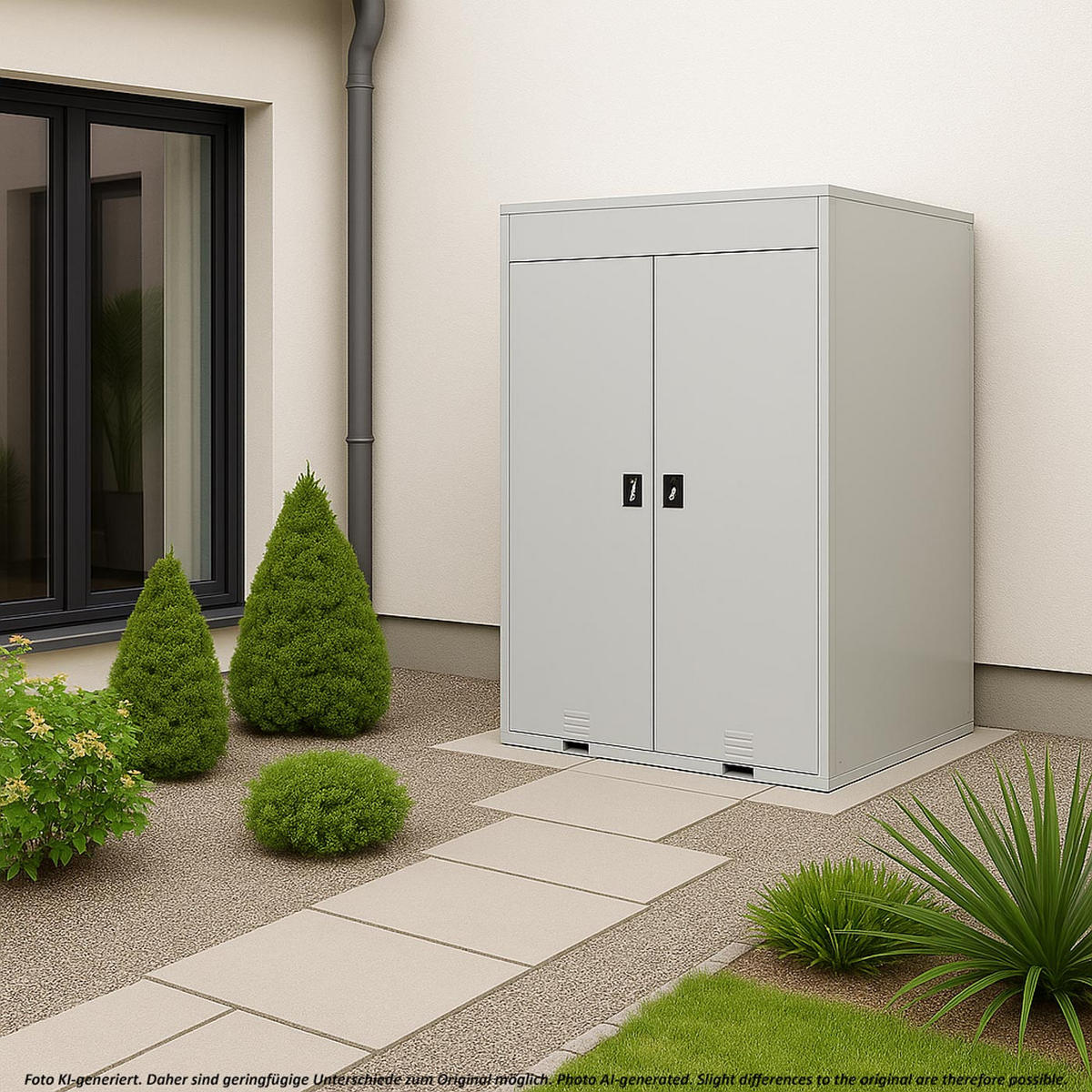 FAHRRADGARAGE H66B rechteckig Hellgrau - Hellgrau, Metall (158/213/125cm) - MCW