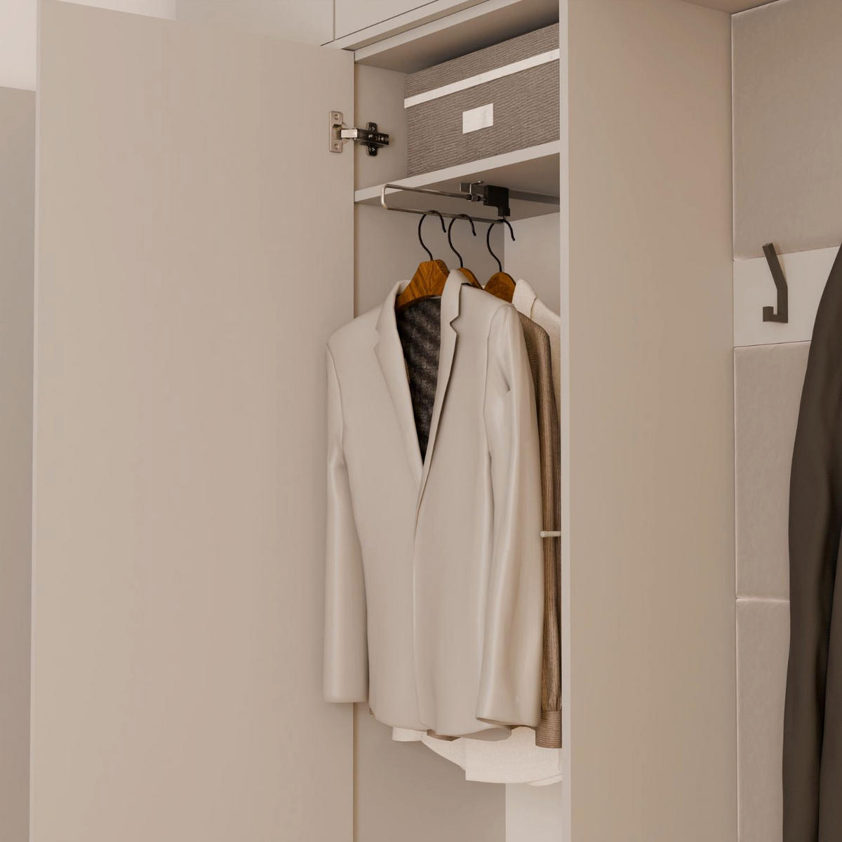 GARDEROBE Gerhard Single - Kaschmir, Holzwerkstoff (50/42/35cm) - kommodly