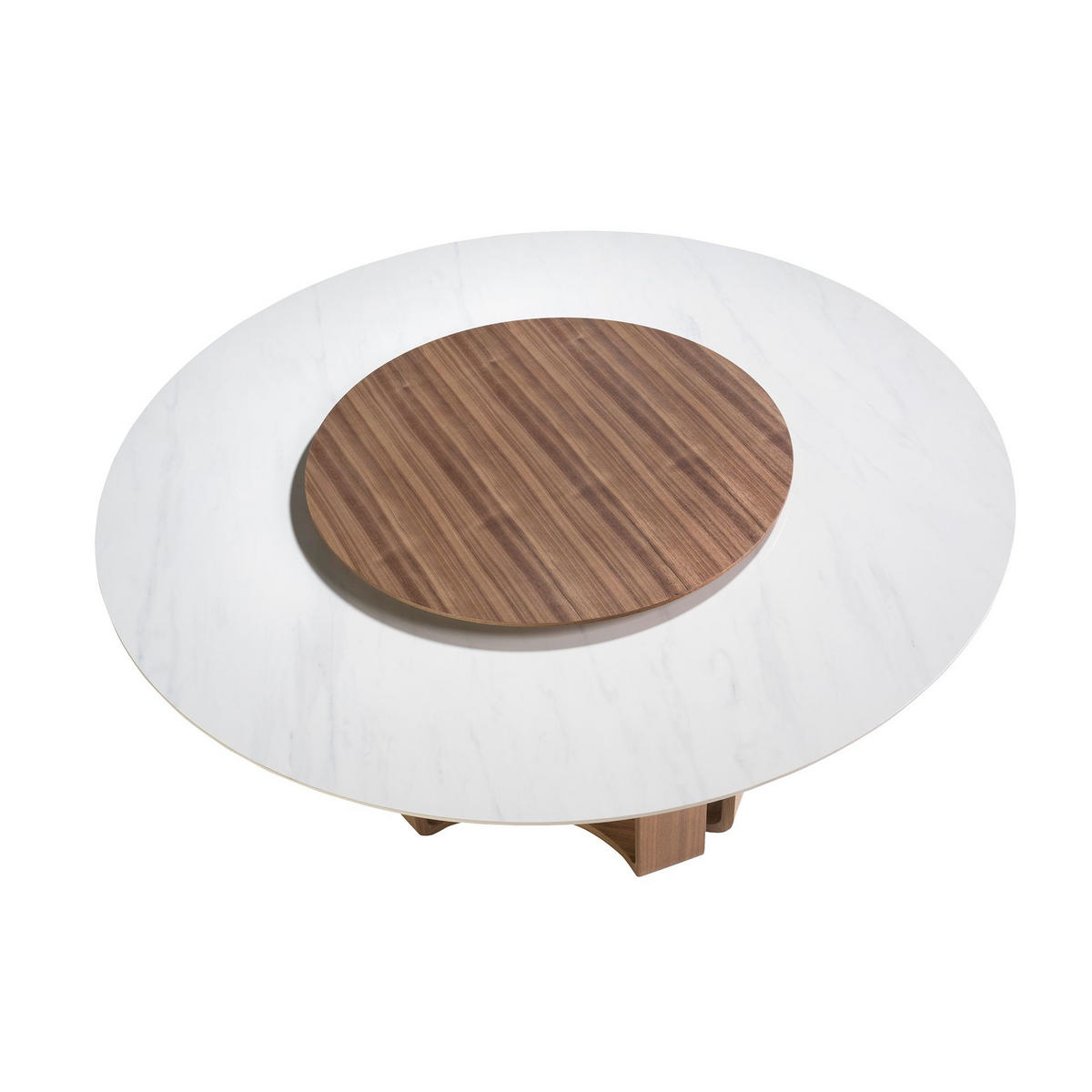 ESSTISCH Esstisch runde porzellanmarmor aus Walnuss Ø150/75 cm - Walnussfarben/Weiß, Stein (150/150/75cm) - ANGEL CERDA