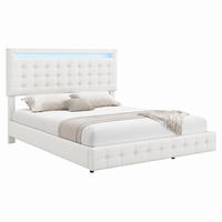BETT mit LED-Beleuchtung 140x200 cm PU Weiß 2 Pakete - Weiß, Metall (140/200cm) - Meubliv