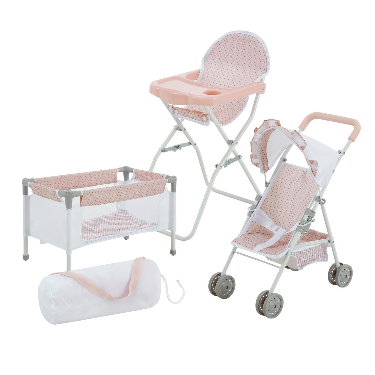 BABYPUPPEN-KINDERZIMMER-SET, Rosa/Grau, 54cm - Pink, Holzwerkstoff (40/54/26cm) - Teamson Kids