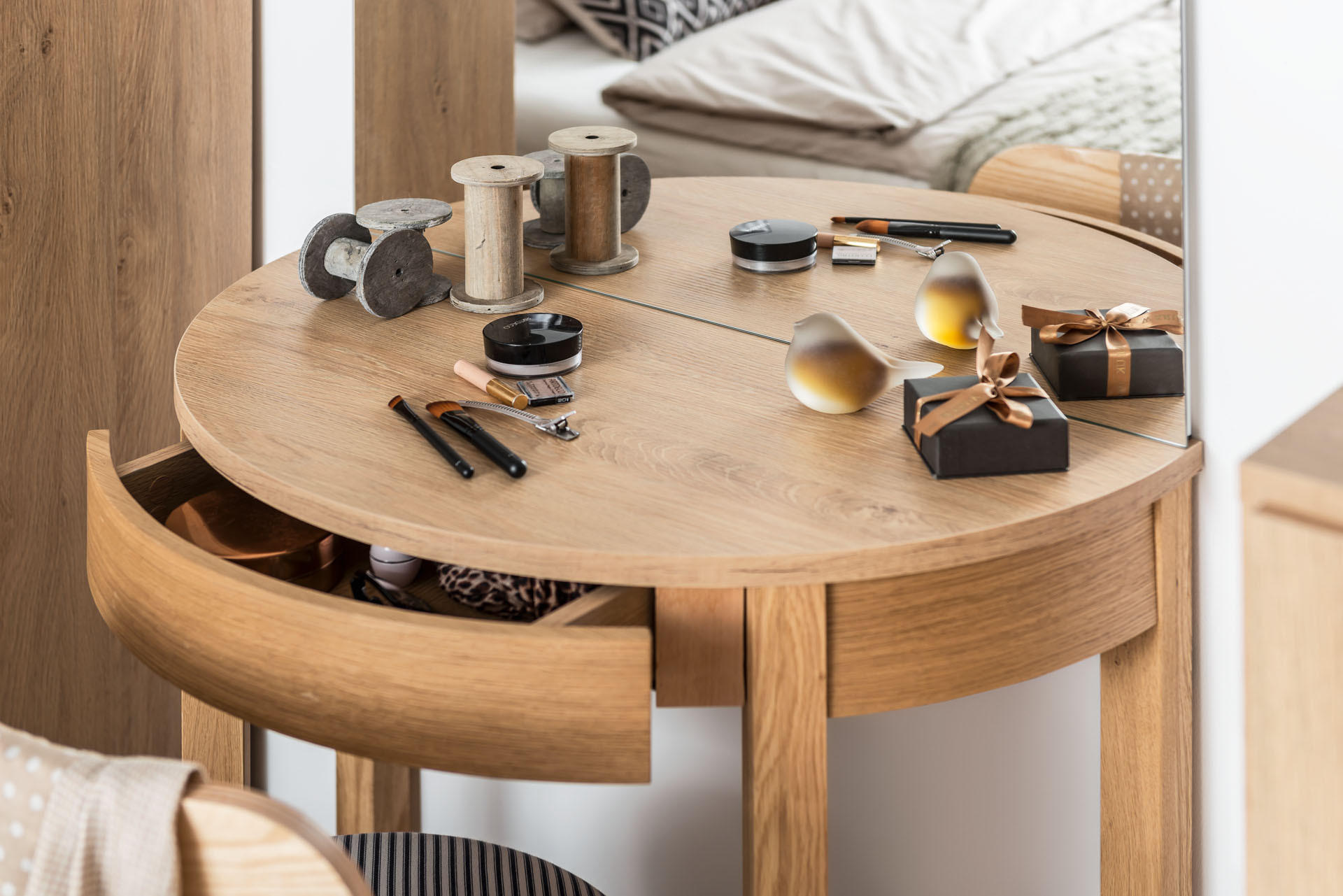 SCHMINKTISCH Buche massiv - Eichefarben, Holzwerkstoff (43/80/78cm) - Vox Möbel