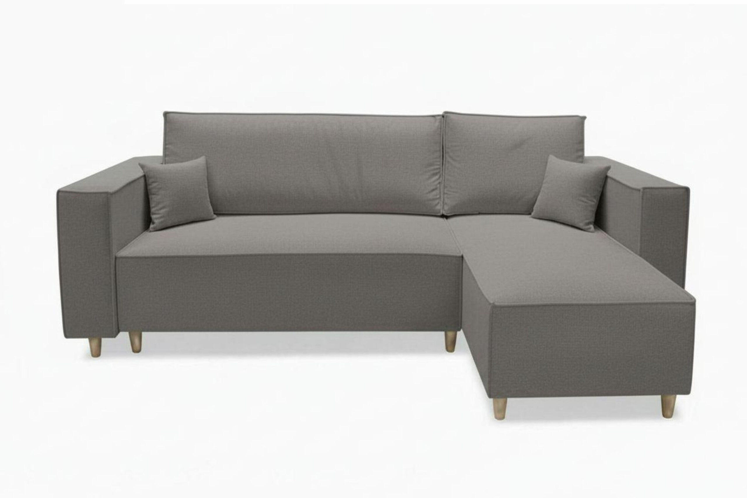 ECKSOFA RIO mit Schlaffunktion und Bettkasten, Farbe: Grau, Velourstoff, Ottomane Universal - Grau, Textil (249/142cm) - Marpur