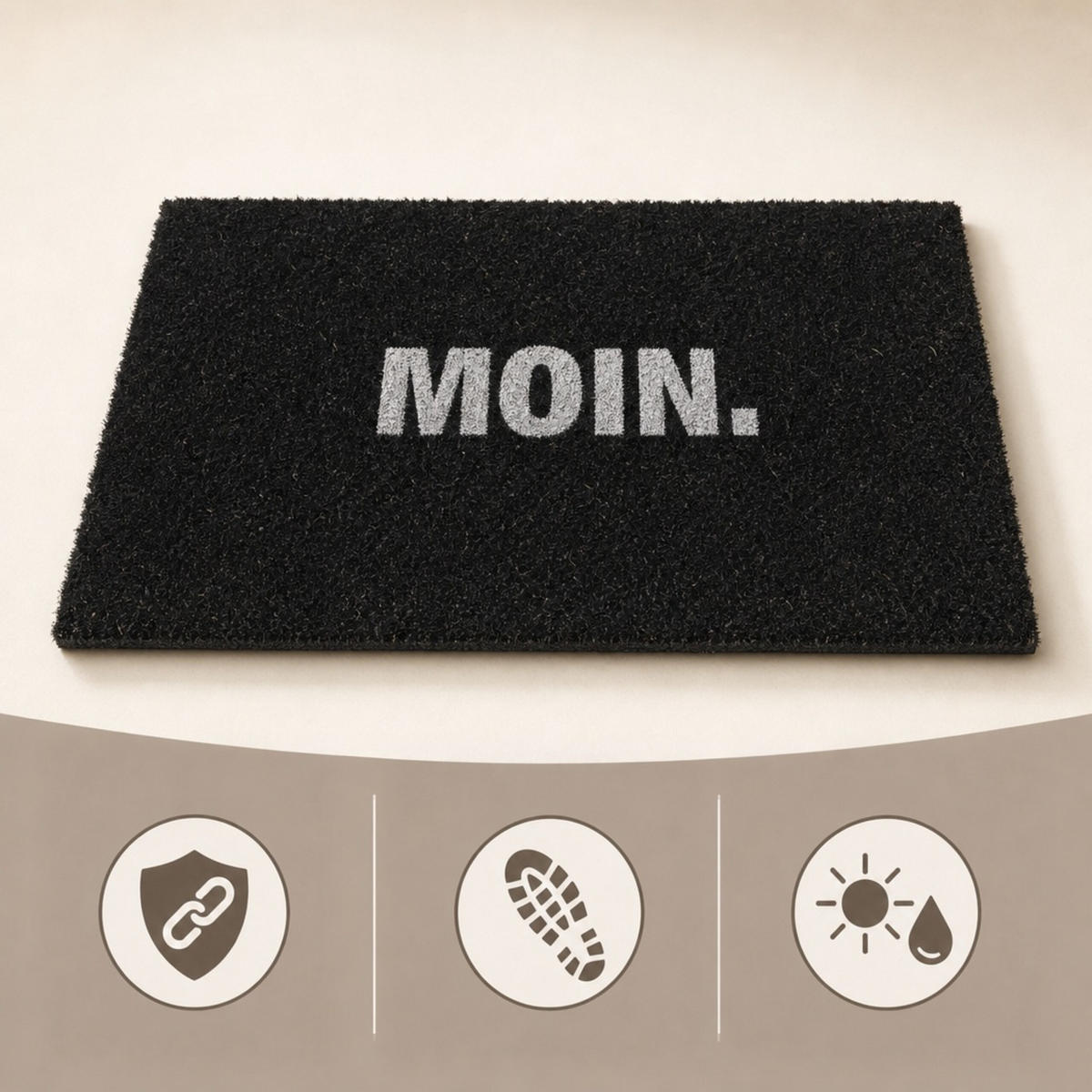 ROHOŽKA Černá kokos nápis Moin - černá, textil/plast (60/40cm) - Relaxdays