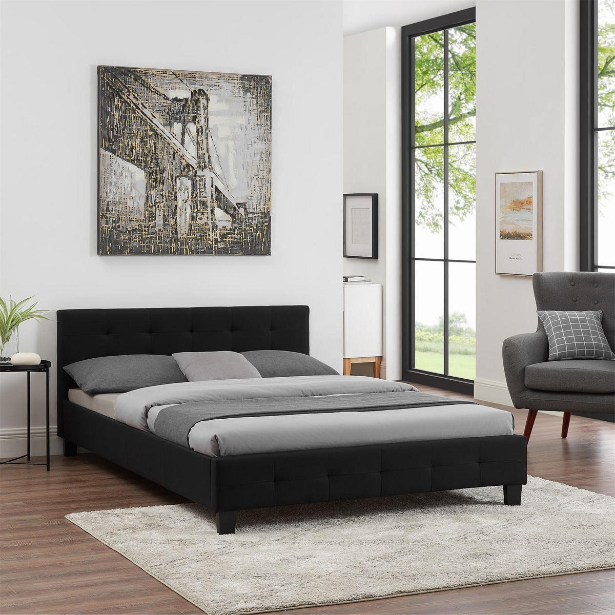 POLSTERBETT IOWA 140X200 CM - Schwarz, Textil (140/200cm) - CARO-Möbel