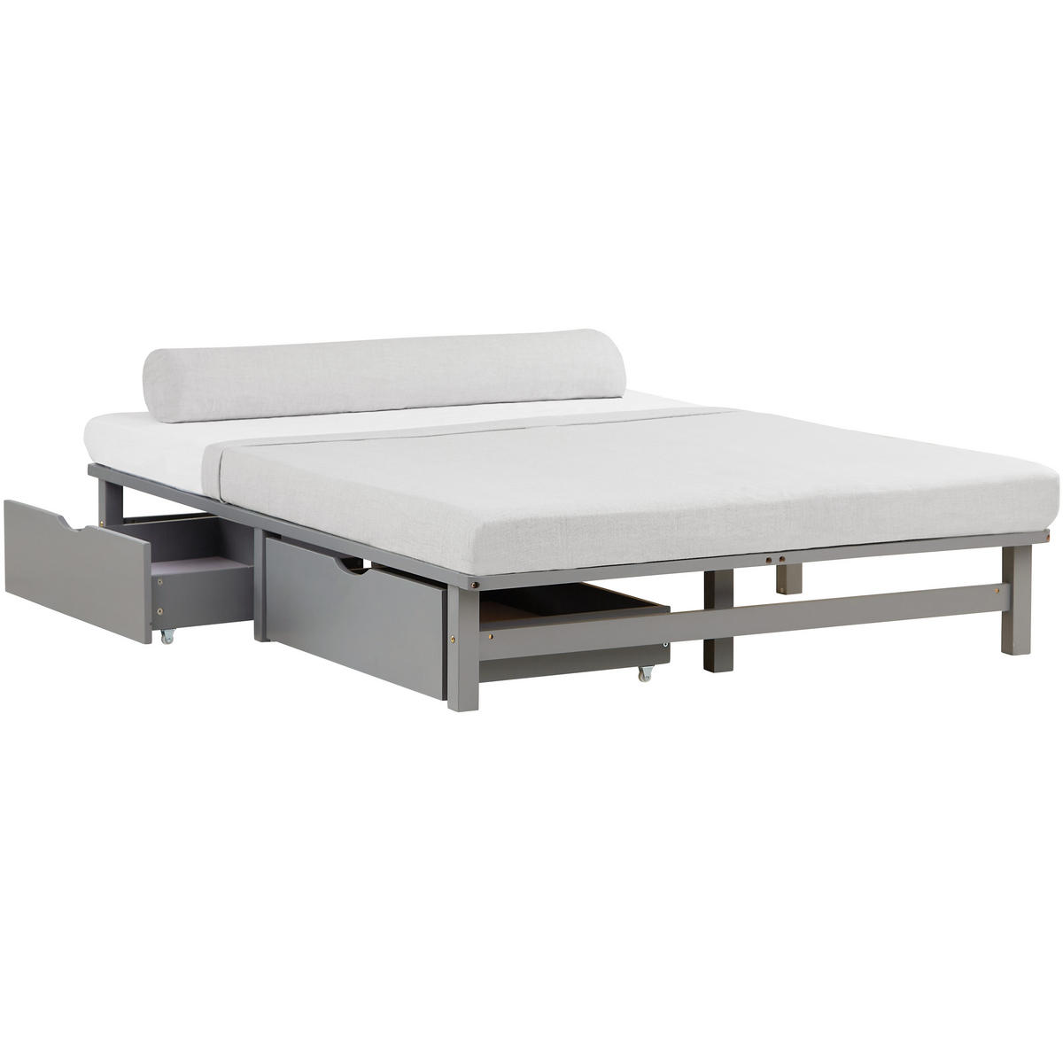 HOLZBETT mit Stauraum 140/200 cm grau - Grau, Holz (140/200cm) - Homestyle4u
