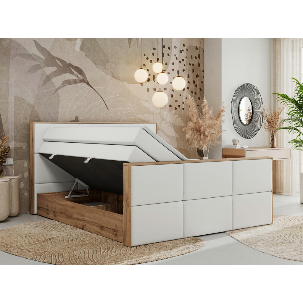 Thumbnail - MKS Boxspringbett, Weiß, Textil, 2-Sitzer, H3, Rechteckig, 200x200 cm, Oeko-Tex®, Schlafzimmer, Betten, Boxspringbetten