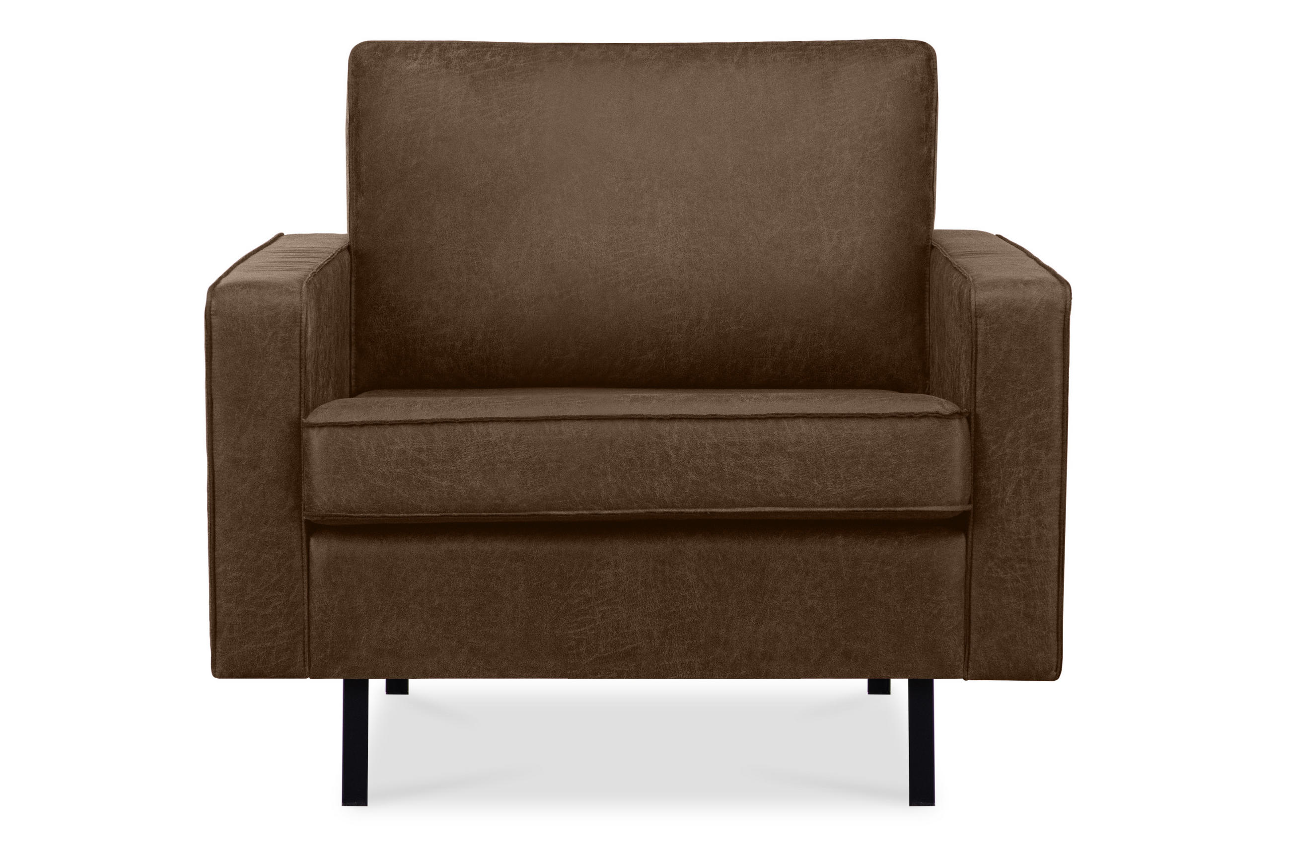 SESSEL INVIA mit Armlehnen auf hohen Metallbeinen vintage, Lederoptik-Stoff, Dunkelbraun - Dunkelbraun/Schwarz, Textil (98/87/98cm) - KONSIMO®