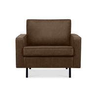 SESSEL INVIA mit Armlehnen auf hohen Metallbeinen vintage, Lederoptik-Stoff, Dunkelbraun - Dunkelbraun/Schwarz, Textil (98/87/98cm) - KONSIMO®