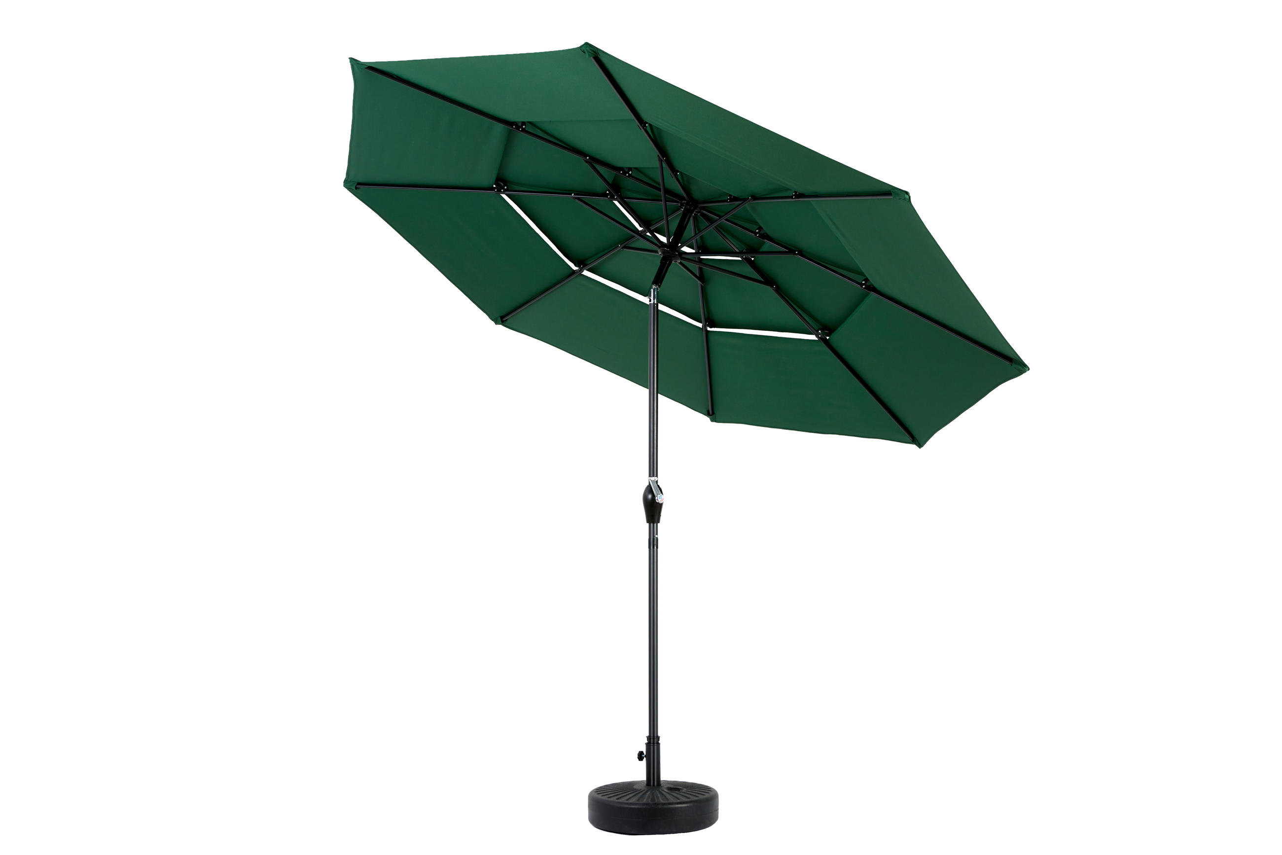 SONNENSCHIRM aus Stahl 294x294x250 cm in Dunkelgrün mit Kurbel & Kippfunktion - Dunkelgrün, Metall (294/294cm) - Modfu