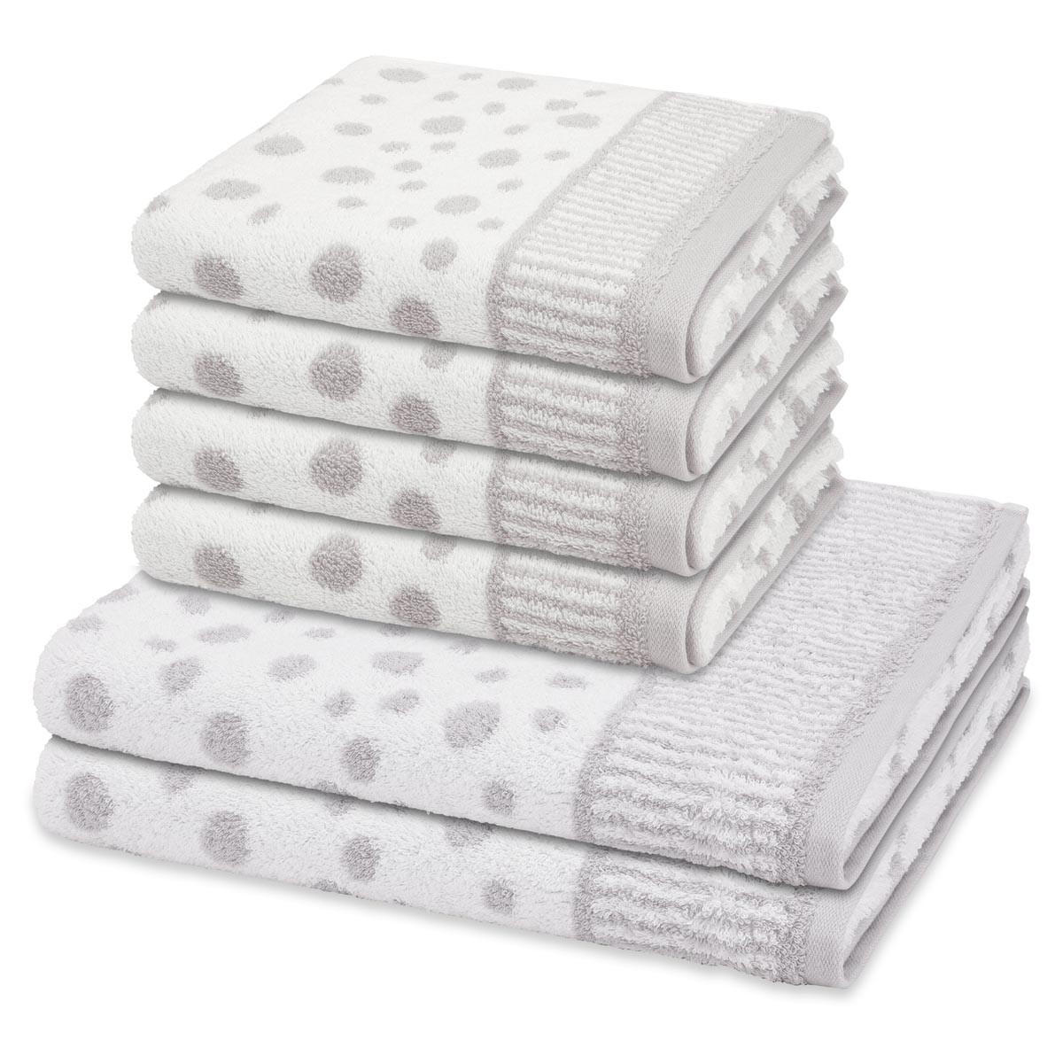 FROTTIERSET Punkte allover 6-teilig - Grau, Textil (50/100cm) - Ross