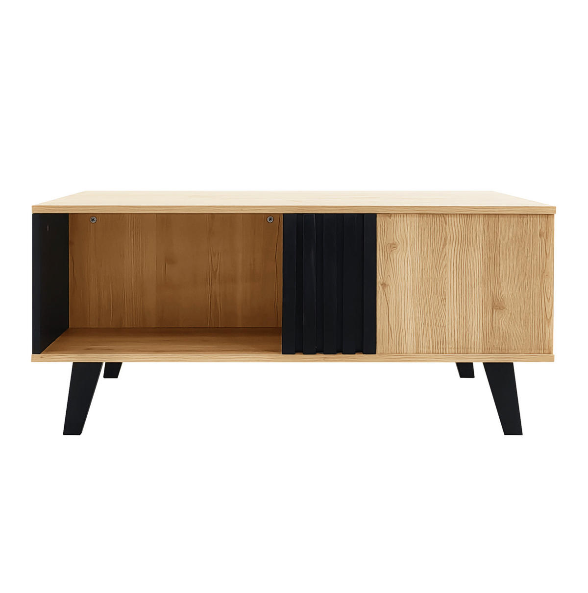 COUCHTISCH aus Glas und Spanplatte 100x60x45 cm in Naturfarben mit Stauraum - Naturfarben, Holzwerkstoff (100/60/45cm) - Modfu