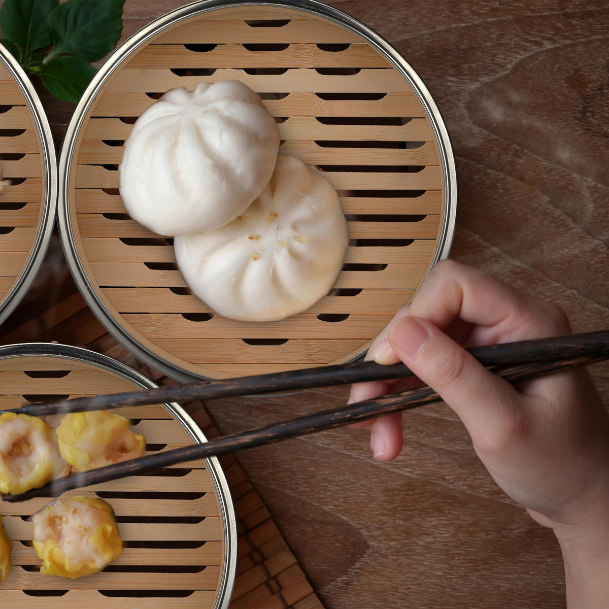 BAMBUSOVÝ parník - svetlohnedá, kov/drevo (24/24/23cm) - Relaxdays