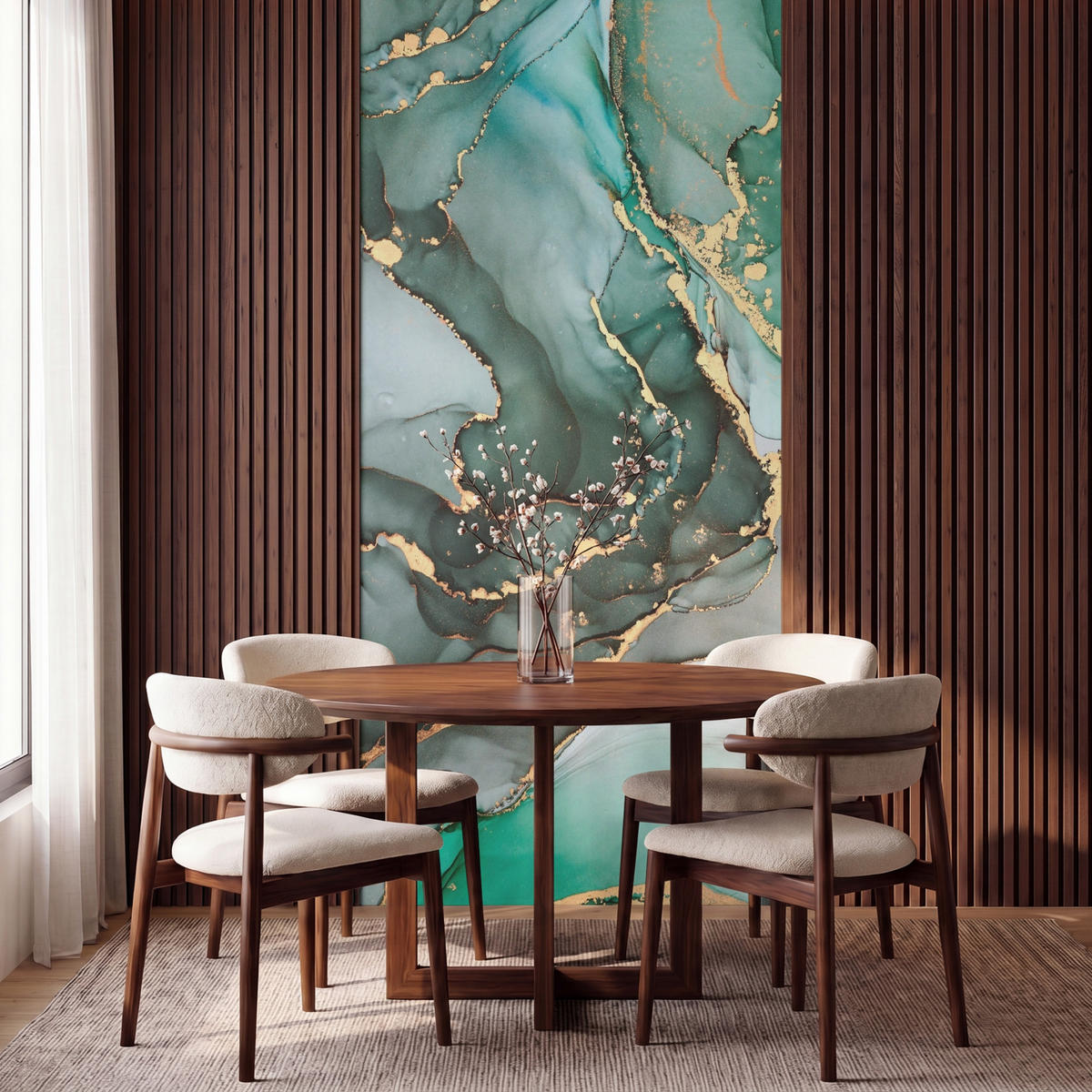 TAPETE - Gold - Marmor - Grün - Luxus - Marmoroptik - Grau - 140x260 cm - Grün, Papier (140/260cm) - OnlyWow