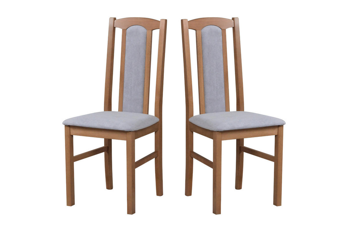 ESSZIMMERSTUHL - Set 2x Bos 7 hell nussbaum, soro 90 - Hellbraun/Cappuccino, Holz (43/96/40cm) - Leaf Design