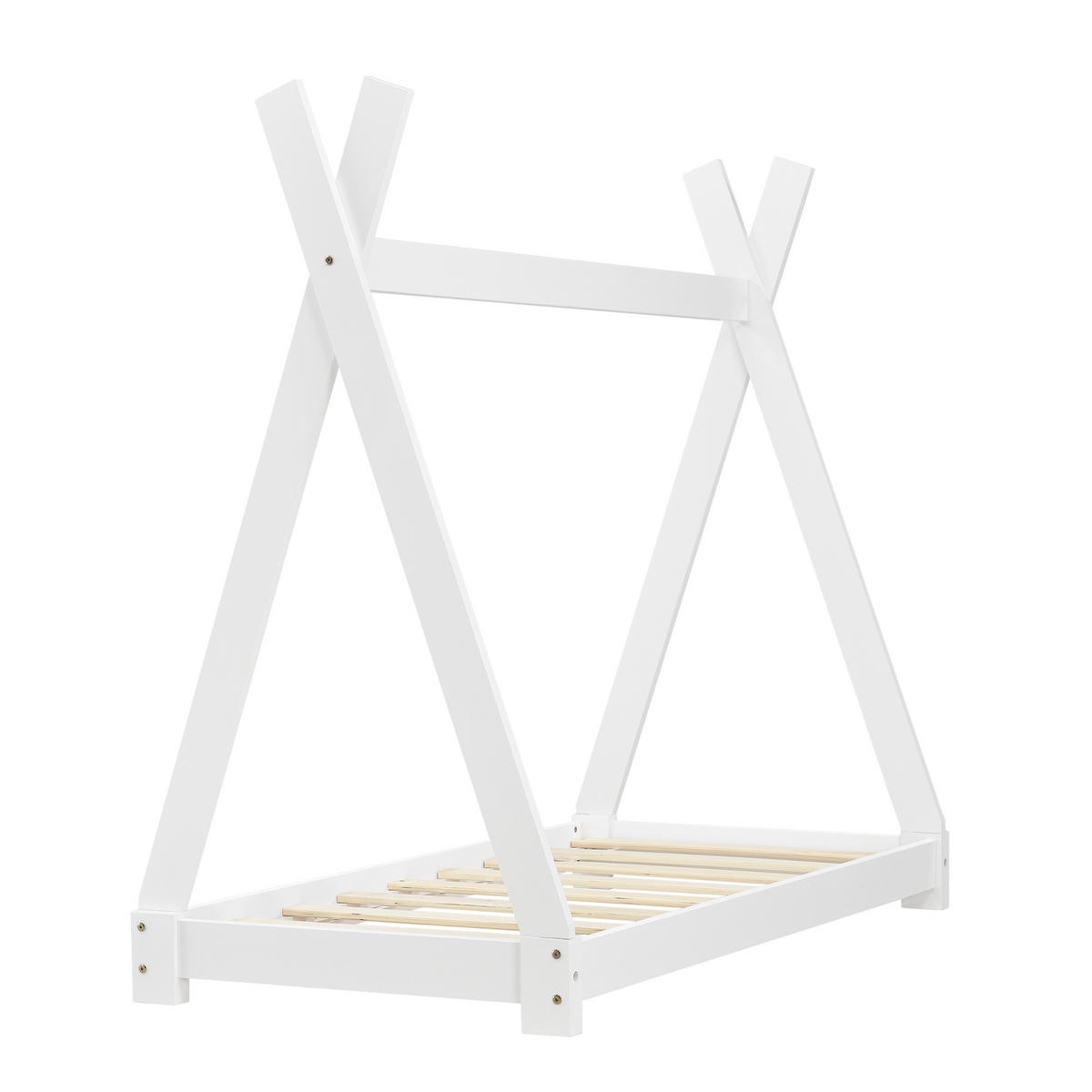 KINDERBETT Onejda mit Matratze - Weiß, Holz/Textil (70/140cm) - [en.casa]