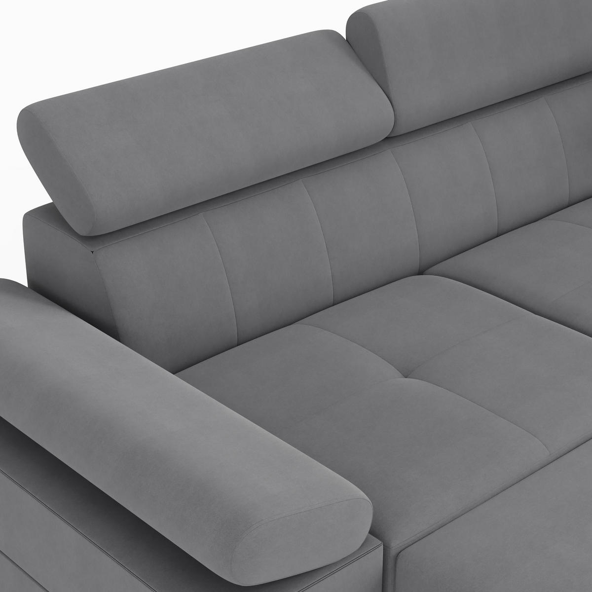 ECKSOFA VENTO Rechts Ecru Velours Easy Clean L-Form Couch mit Schlaffunktion & Bettkasten - Ecru/Schwarz, Holz (261/190cm) - Barchello