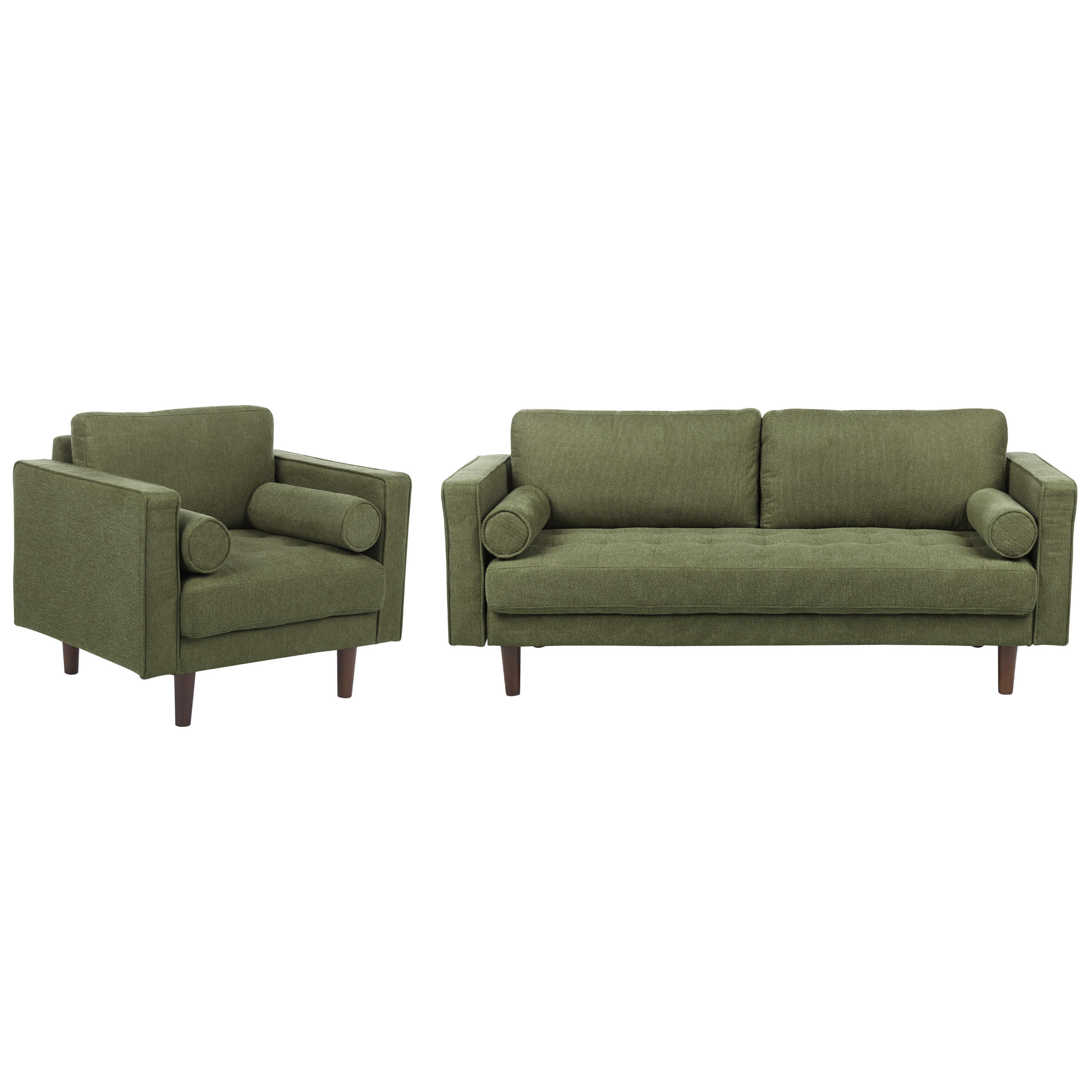 SOFA-SET 4-sitzer dunkelgrün Nurmo - Dunkelbraun/Grün, Textil (77/77/174cm) - Beliani