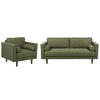 SOFA-SET 4-sitzer dunkelgrün Nurmo - Dunkelbraun/Grün, Textil (77/77/174cm) - Beliani