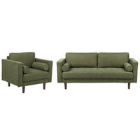 SOFA-SET 4-sitzer dunkelgrün Nurmo - Dunkelbraun/Grün, Textil (77/77/174cm) - Beliani