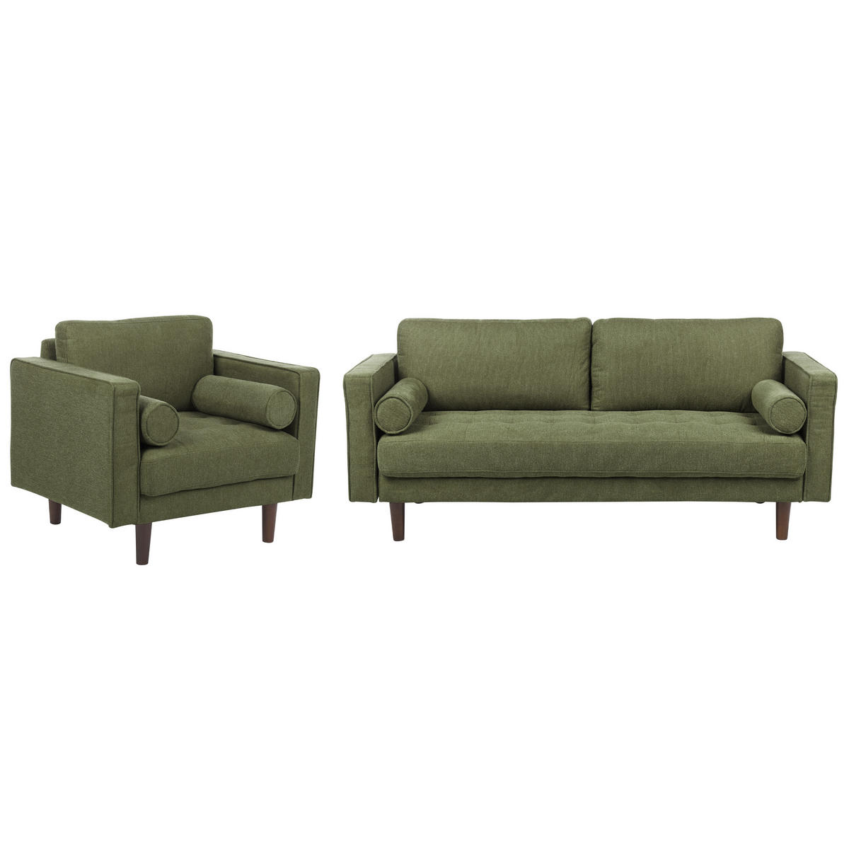 SOFA-SET 4-sitzer dunkelgrün Nurmo - Dunkelbraun/Grün, Textil (77/77/174cm) - Beliani
