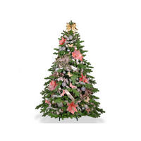 LAALU WEIHNACHTSBAUM geschmückt künstlich mit 89 Stk Kugeln NOBLESA 180 cm mit Metallständer - Creme/Braun, Kunststoff (180cm) - LAALU