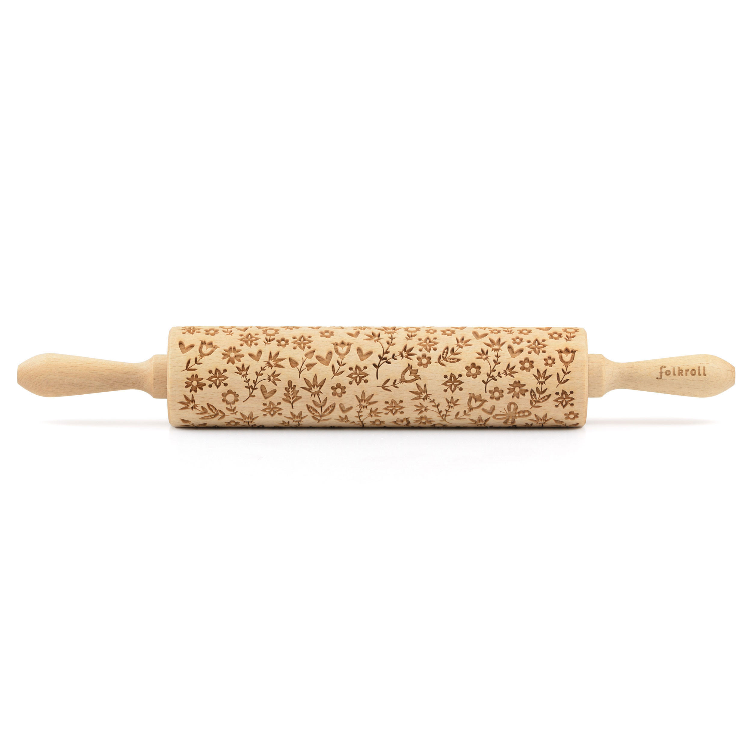 TEIGROLLE Flower Power, groß, 43 cm, Buchenholz - Braun, Holz (43cm) - Folkroll