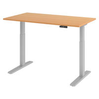 SCHREIBTISCH elektrisch XMKA 80/140/74 cm in Buchefarben/Silberfarben - Buchefarben/Silberfarben, Holzwerkstoff (80/140/74cm) - bümö