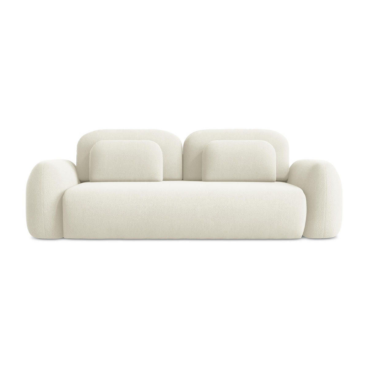 3-SITZER SOFA mit Schlaffunktion Bouclé Stoff Beige - Hellbraun/Schwarz, Holzwerkstoff/Kunststoff (266/95/121cm) - LaMiaSofa