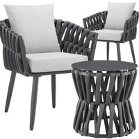 GARTENLOUNGE-SET aus Aluminium Lugano, höhenverstellbare Kunststofffüße, Sicherheitsglasplatte, anthrazit/grau - Anthrazit/Grau, Kunststoff - tectake