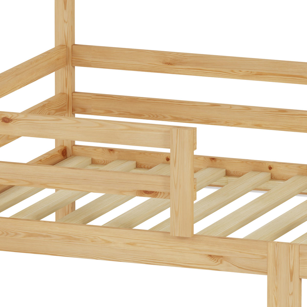 HAUSBETT 90/200 cm mit Rausfallschutz, DE-41909, in Naturholz - Naturfarben, Holzwerkstoff (90/200cm) - ComfortXL