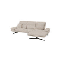 ECKSOFA Loris Beige Samt - Ottomane rechts - Beige/Schwarz, Holz/Textil (294/175cm) - S-Style Möbel