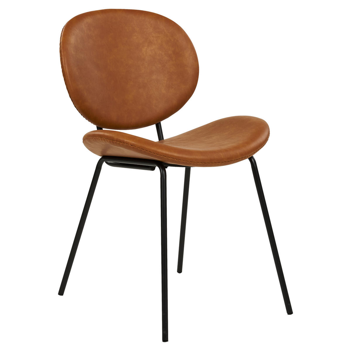 ÉTKEZŐSZÉK 2 darabos Szett Műbőr Barna Luana - barna/fekete, textil/fém (50/80/58cm) - Beliani