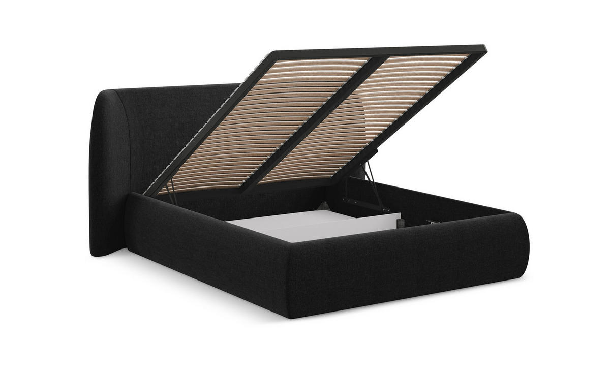 POLSTERBETT mit Bettkasten und Lattenrost 160x228 Blau - Blau/Schwarz, Kunststoff/Textil (140/200cm) - Makamii