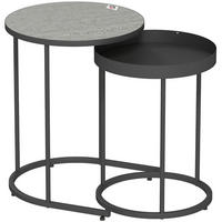 COUCHTISCH 42/42/54 cm und 36,5/36,5/48,5 cm, stapelbar mit Tablettdesign aus Metall, Grau - Grau, Metall (42/42/54cm) - Modfu