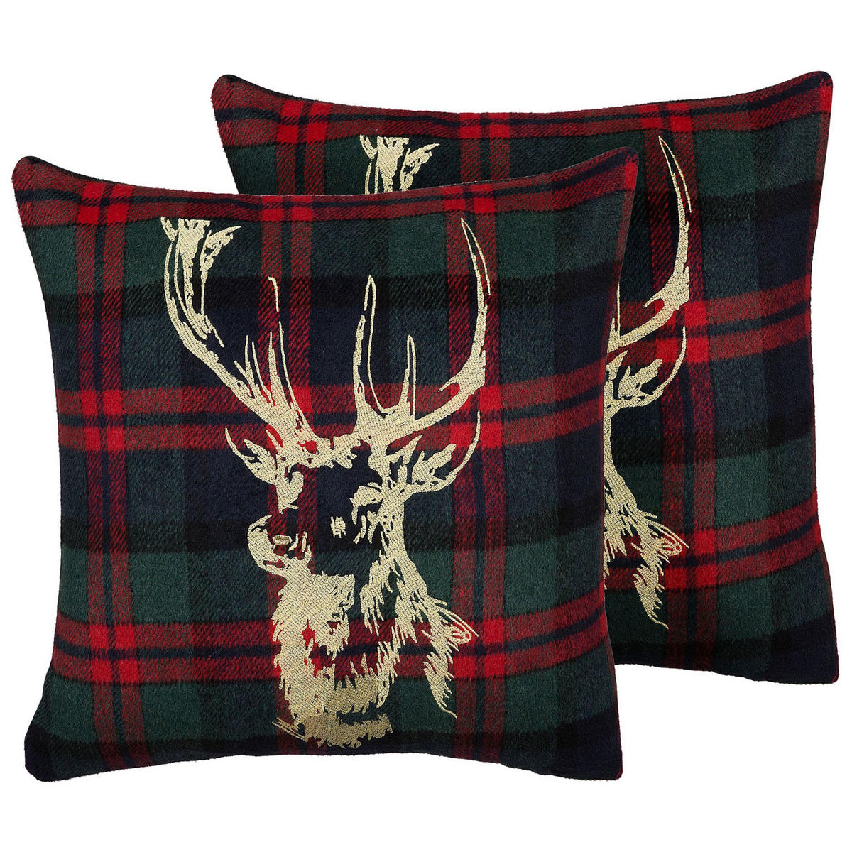 DEKOKISSEN 2er-Set Dunkelgrün 45/45 cm Rudolph - Dunkelgrün, Textil (45/45cm) - Beliani