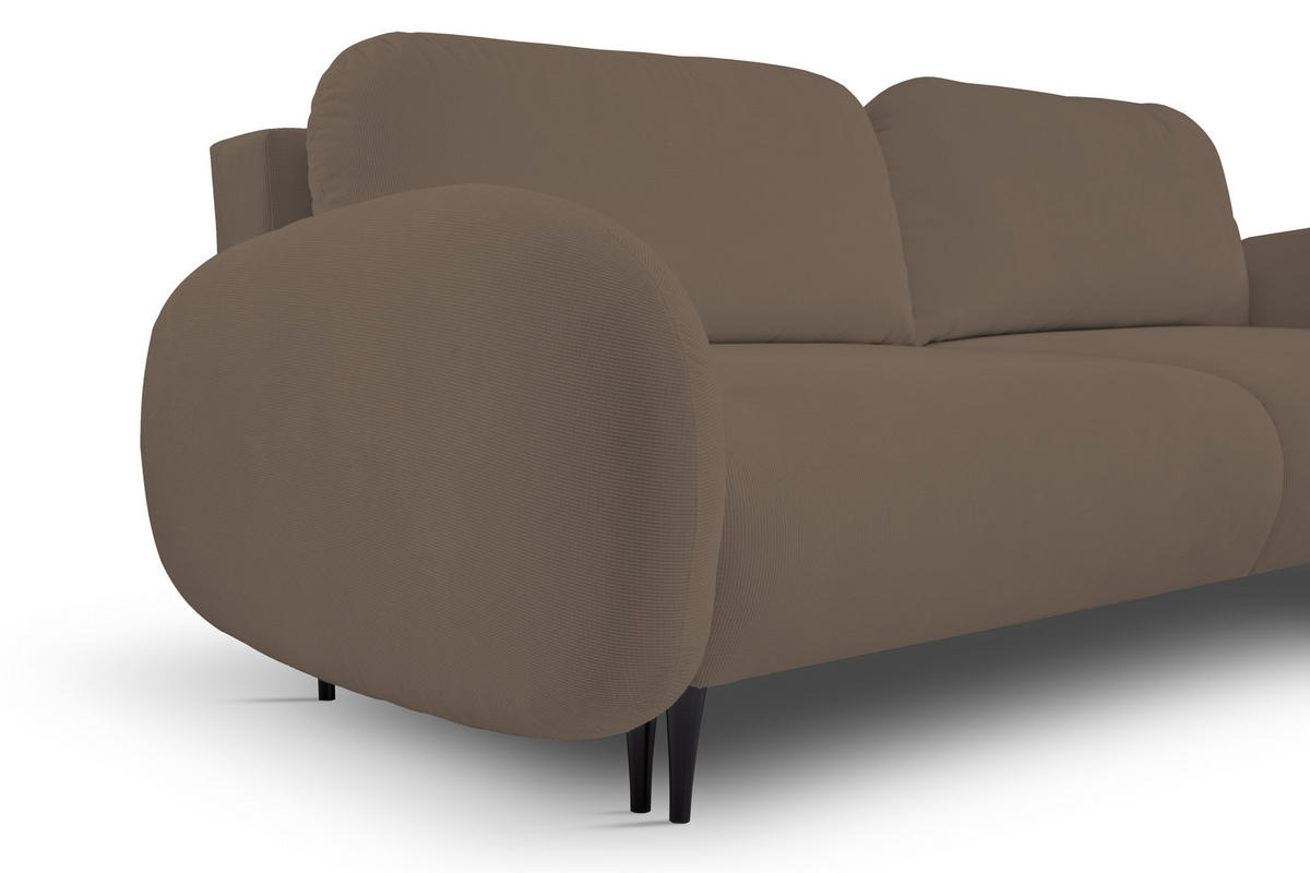 SOFA SOFT RunAgin Mit Schlaffunktion Und Bettkasten, PUR-Schaum, Schwarze Kunststofffüße, lose Rückenkissen, freistehend, 232x109x95 cm Cappuccino - Cappuccino, Holz/Textil (232/95/109cm) - DomoHome